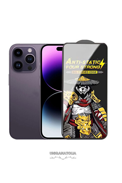 Uniqanatolia iPhone 14 Pro Kırılmaz Antı-Statıc 3D Toz Tutmayan Ekran Koruyucu