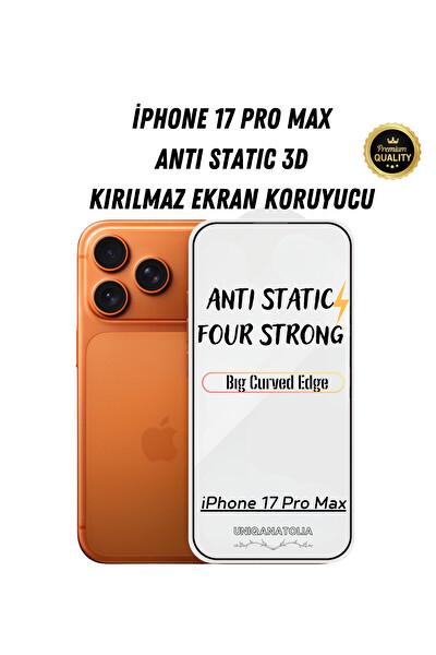 Uniqanatolia iPhone 17 Pro Max Antı-Statıc 3D Toz Tutmayan Kırılmaz Ekran Koruyucu