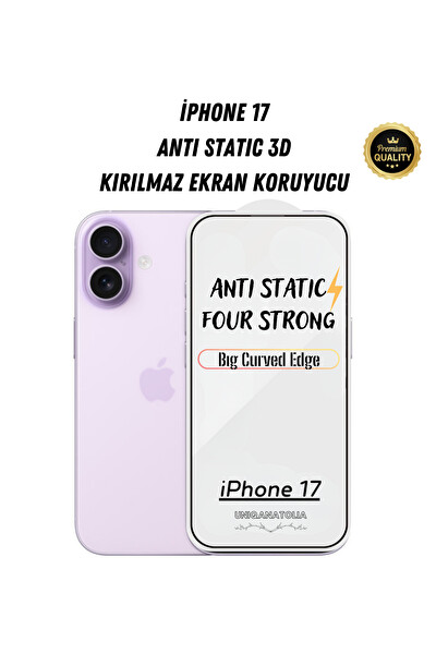 Uniqanatolia iPhone 17 Antı-Statıc 3D Toz Tutmayan Kırılmaz Ekran Koruyucu