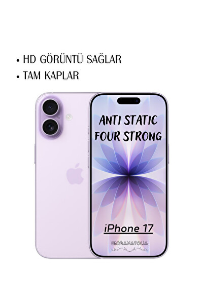Uniqanatolia iPhone 17 Antı-Statıc 3D Toz Tutmayan Kırılmaz Ekran Koruyucu