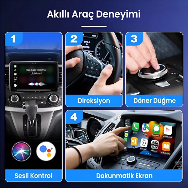 Bix CB02 Kablosuz CarPlay Ve Android Auto USB-A - USB-C Çift Uçlu Kabloludan Kablosuza Çevirici Adaptör Bluetooth Araç Kiti