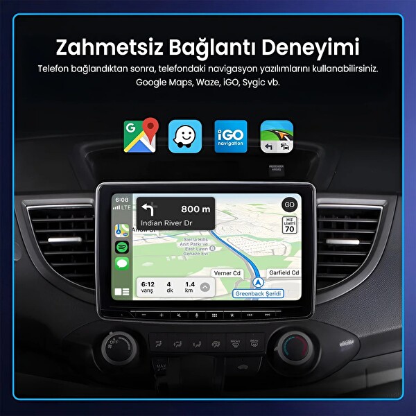 Bix CB02 Kablosuz CarPlay Ve Android Auto USB-A - USB-C Çift Uçlu Kabloludan Kablosuza Çevirici Adaptör Bluetooth Araç Kiti