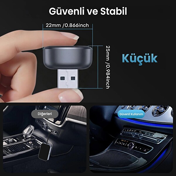 Bix CB01 Kablosuz CarPlay Ve Android Auto USB Kabloludan Kablosuza Çevirici Adaptörü Bluetooth Araç Kiti
