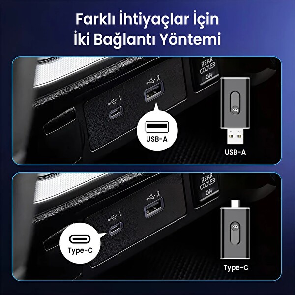 Bix CB01 Kablosuz CarPlay Ve Android Auto USB Kabloludan Kablosuza Çevirici Adaptörü Bluetooth Araç Kiti