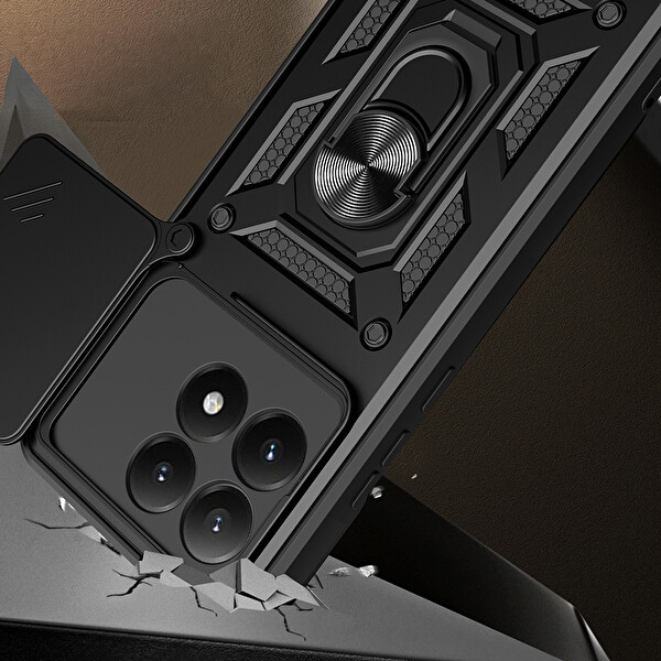 Xiaomi 15T Kılıf Magnetik Standlı Kamera Korumalı Sürgülü Tank Kapak