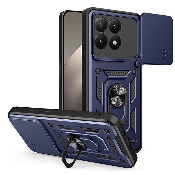 Xiaomi 15T Kılıf Magnetik Standlı Kamera Korumalı Sürgülü Tank Kapak
