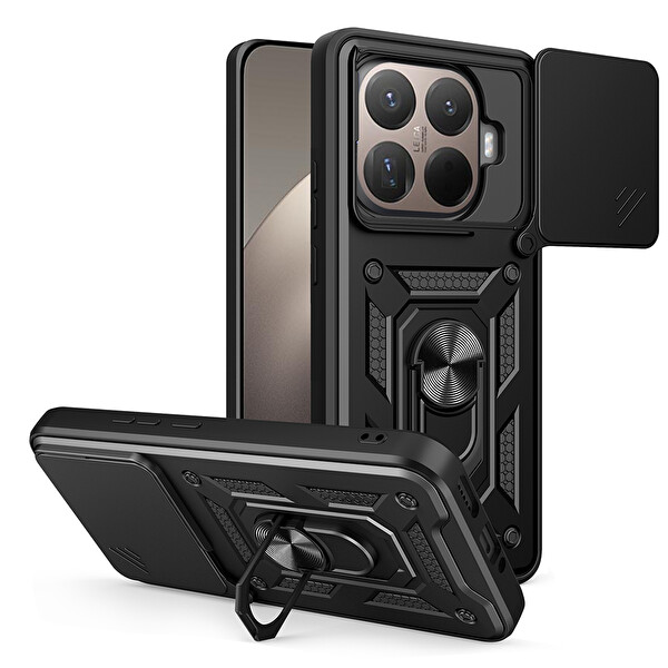 Xiaomi 15T Pro Kılıf Magnetik Standlı Kamera Korumalı Sürgülü Tank Kapak