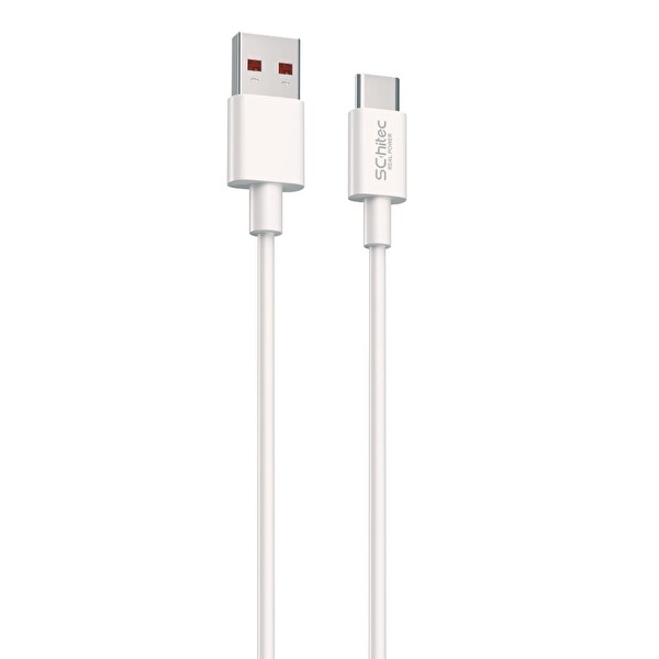 ScHitec 6A 120W USB-A to Type-C Hızlı Şarj ve Data Kablosu 1m Beyaz SK002