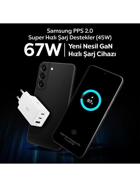 Spigen 67W Akım Korumalı Gan Pro Hızlı Şarj Adaptörü ACH08710