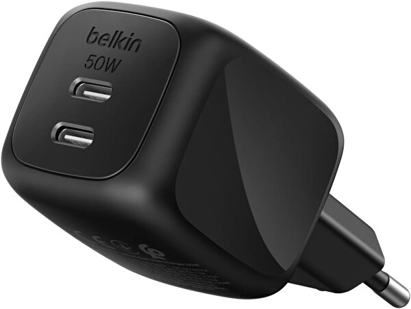Belkin BoostCharge Pro 2 Port USB C GaN Şarj Cihazı 50W 2x USB C Siyah
