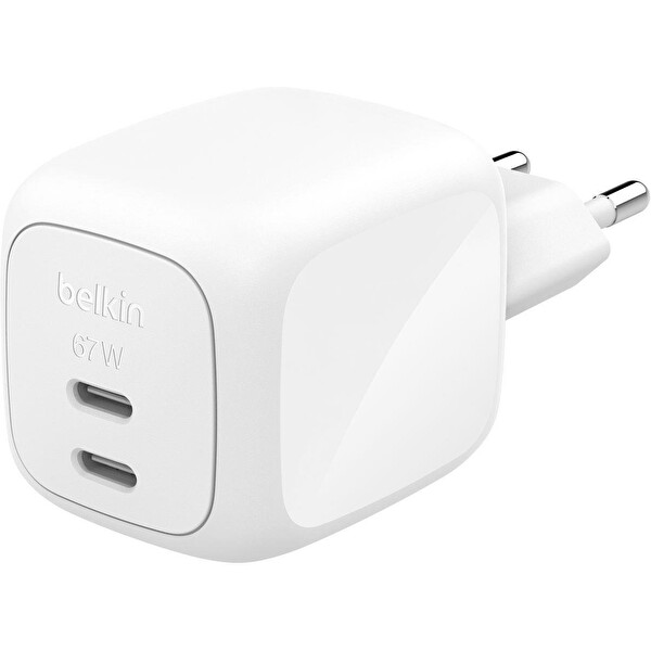 Belkin BoostCharge Pro 2 Port USB C GaN Şarj Cihazı 67W 2m USB C Kablo Dahil