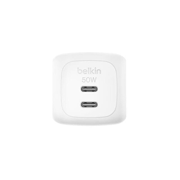 Belkin BoostCharge Pro 2 Port USB C GaN Şarj Cihazı 67W 2x USB C Beyaz
