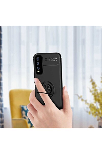 Coverzone Vivo Y20 Yüzük Tutuculu Novel Silikon Kılıf Kırmızı