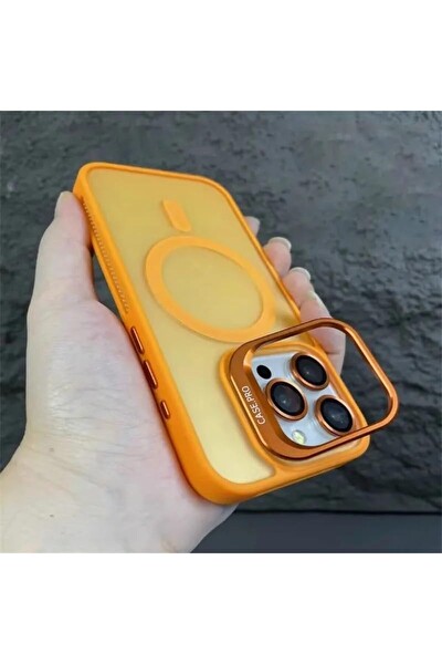 Coverzone iPhone 15 Pro Max ile Uyumlu Kamera Lens Aparatlı Stand Olabilen Magsafe ile Uyumlu Magnetic