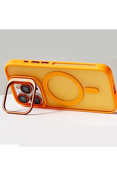 Coverzone iPhone 15 Pro Max ile Uyumlu Kamera Lens Aparatlı Stand Olabilen Magsafe ile Uyumlu Magnetic