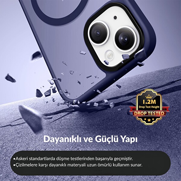 Bix iPhone 14 Plus   15 Plus Uyumlu MagSafe Özellikli Manyetik Darbe Emici Telefon Kılıfı Mor 2
