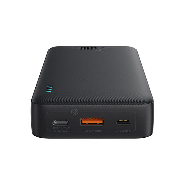 Baseus Airpow 20000 mAh 20 W Hızlı Şarj Powerbank USB Type-C Kablolu 50 CM Siyah