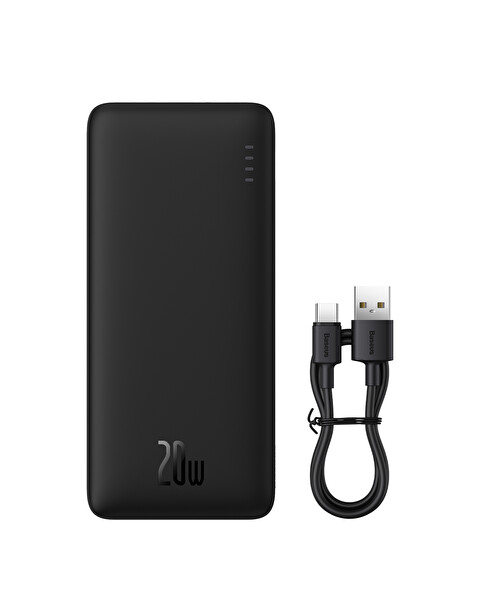 Baseus Airpow 20000 mAh 20 W Hızlı Şarj Powerbank USB Type-C Kablolu 50 CM Siyah