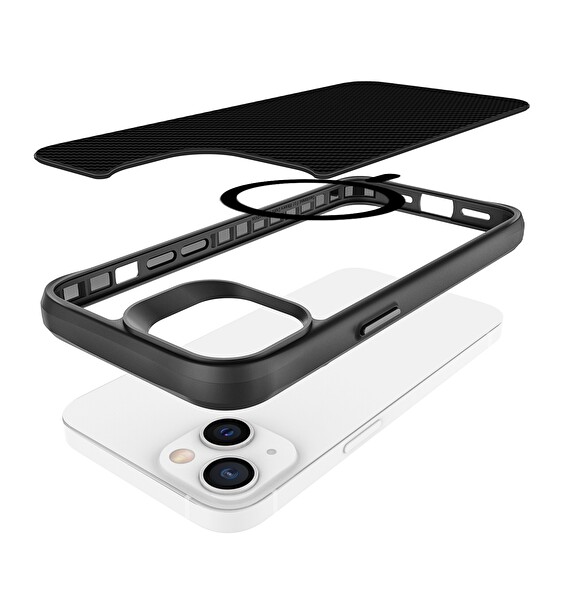 Bix iPhone 13 / 14 Carbon Fiber Force MagSafe Kılıf Anti-Şok Teknolojili Kamera ve Ekran Korumalı