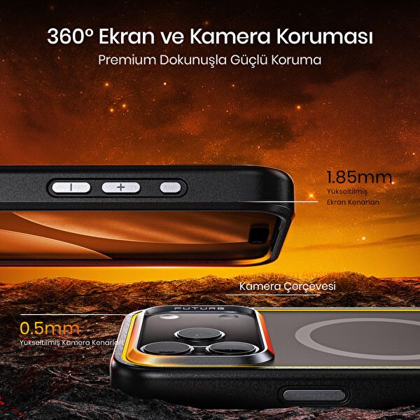 Aohi The Future iPhone 17 Pro Max Kılıfı Magsafe Uyumlu Telefon Kılıfı Siyah