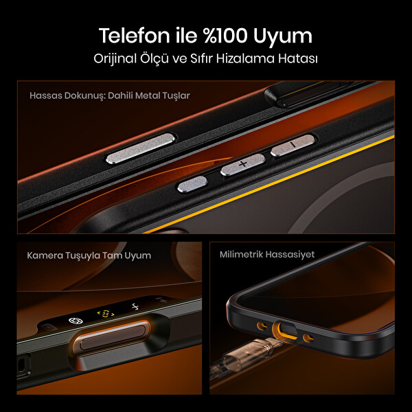 Aohi The Future iPhone 17 Pro Kılıfı Magsafe Uyumlu Telefon Kılıfı Siyah