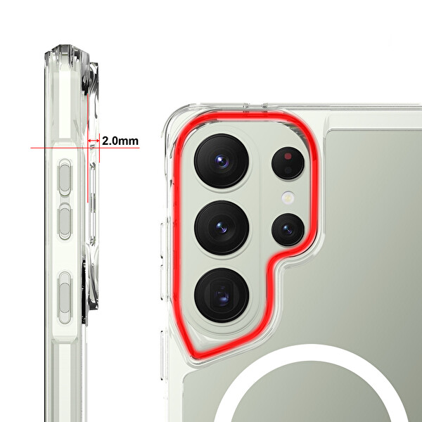 Lopard Samsung Galaxy S26 Ultra Kılıf Msafe Şarj Özellikli T-Max Kapak Arkası Sert Yanlar Silikon Telefon Kılıfı Şeffaf