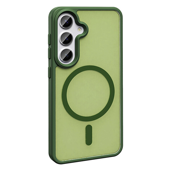 Lopard Samsung Galaxy S26 Kılıf Kablosuz Şarj Uyumlu Mat Arka Yüzey Sio Kapak Telefon Kılıfı Koyu Yeşil