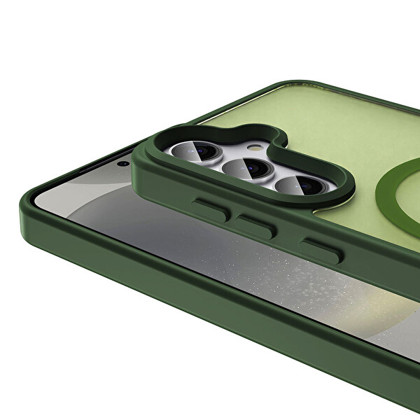 Lopard Samsung Galaxy S26 Kılıf Kablosuz Şarj Uyumlu Mat Arka Yüzey Sio Kapak Telefon Kılıfı Koyu Yeşil