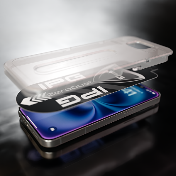 IPG Zero Dust iPhone 17e İçin Otomatik Toz Giderici Temperli Cam Aplikatör ile Kabarcıksız Kolay Montaj