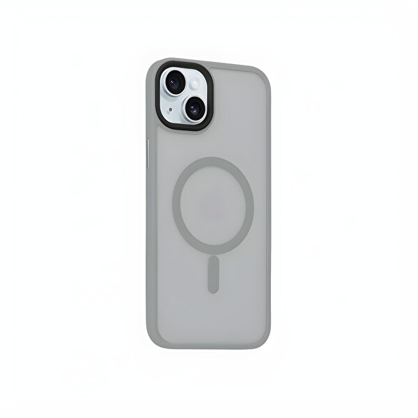 Bix iPhone 16 Plus MagSafe Uyumlu Kılıf Tam Koruma Manyetik Darbe Emici Gri
