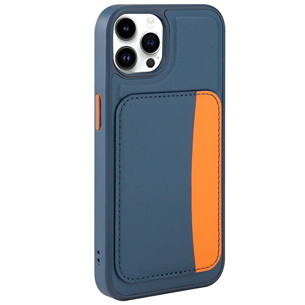 Başkenttekno iPhone 15 Pro Max Uyumlu Kartlıklı Süni Deri X-Kart Cüzdan Silikon Kapak