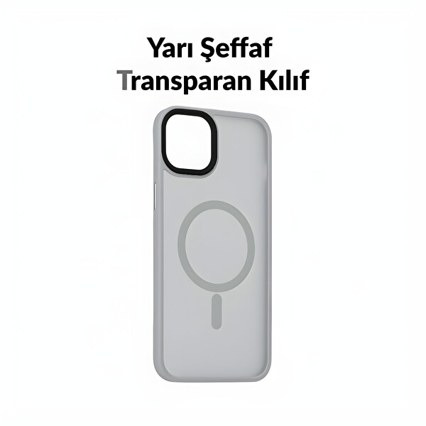 Bix iPhone 13 Pro Max MagSafe Uyumlu Kılıf Tam Koruma Manyetik Darbe Emici Gri