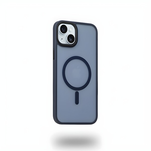 Bix iPhone 13 / 14 MagSafe Uyumlu Kılıf Tam Koruma Manyetik Darbe Emici Gece Mavisi