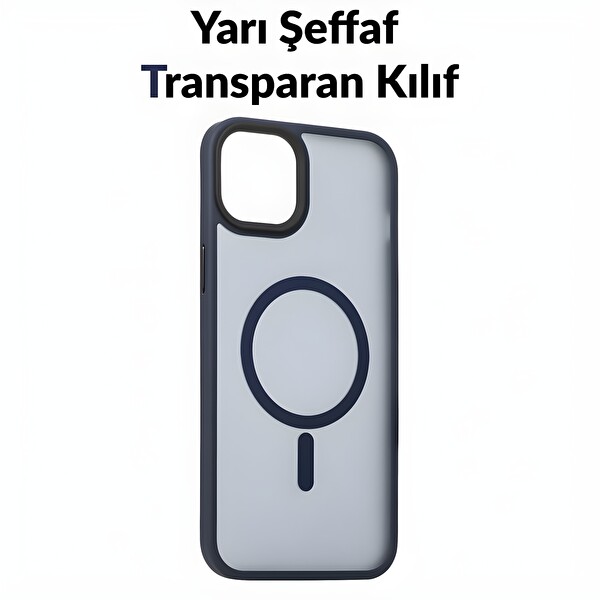 Bix iPhone 13 / 14 MagSafe Uyumlu Kılıf Tam Koruma Manyetik Darbe Emici Gece Mavisi