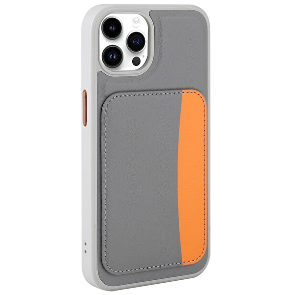 Başkenttekno iPhone 15 Pro Max Uyumlu Kartlıklı Süni Deri X-Kart Cüzdan Silikon Kapak