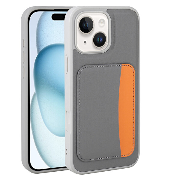 Başkenttekno iPhone 14 Uyumlu Kartlıklı Süni Deri X-Kart Cüzdan Silikon Kapak