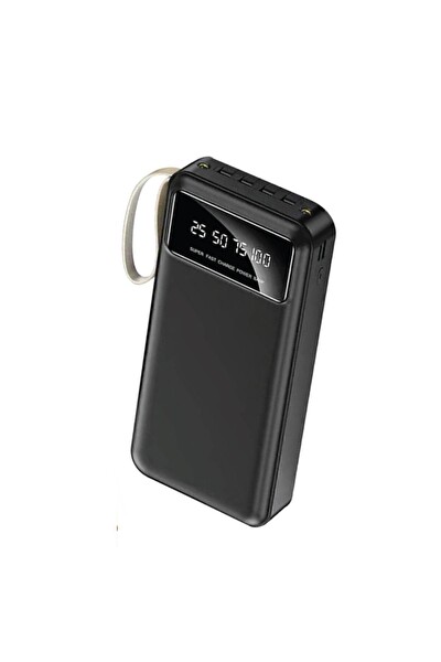 Başkenttekno Digital Göstergeli 4 Çıkışlı Fenerli Standlı 20.000 Mah Powerbank Siyah