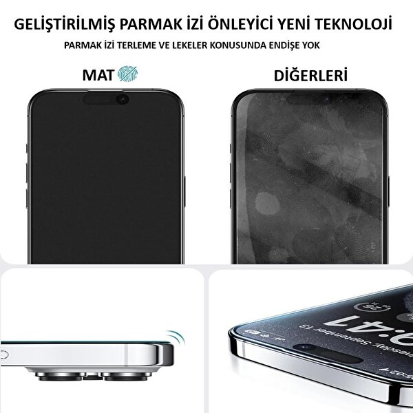 Rova iPhone 17e Uyumlu MATE Parmak izi bırakmayan Ekran Koruyucu Jelatin
