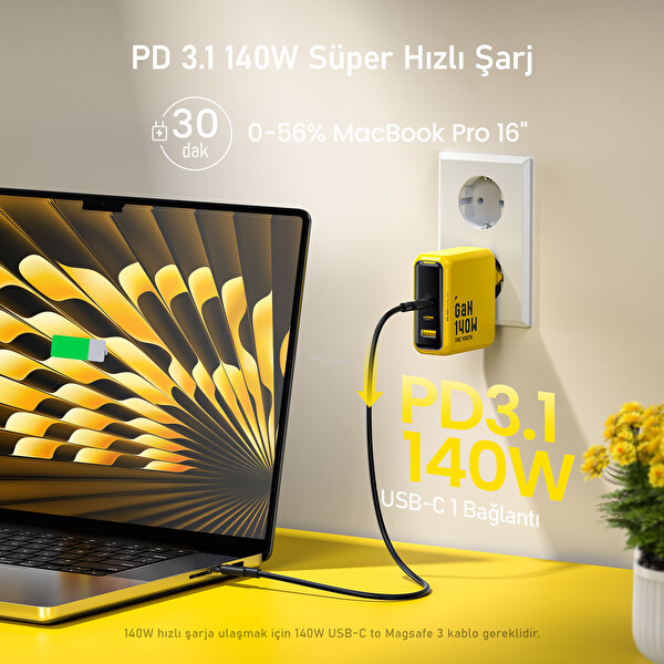Aohi Starship 20.000 mAh 310W Powerbank Youth 3 Portlu 140W Şarj Adaptörü Seti