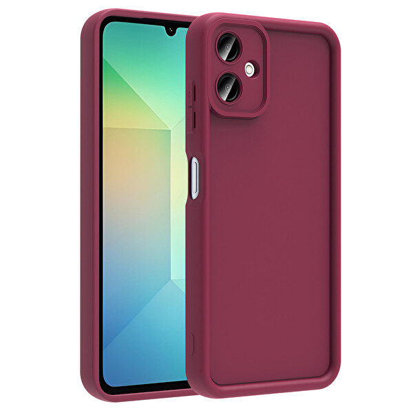 Başkenttekno Samsung Galaxy A07 Uyumlu Kılıf Kamera Korumalı Ananas Kapak Mürdüm