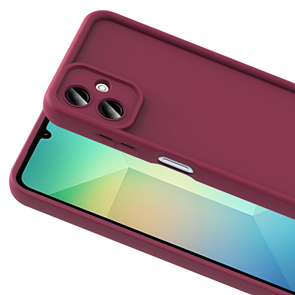 Başkenttekno Samsung Galaxy A07 Uyumlu Kılıf Kamera Korumalı Ananas Kapak Mürdüm
