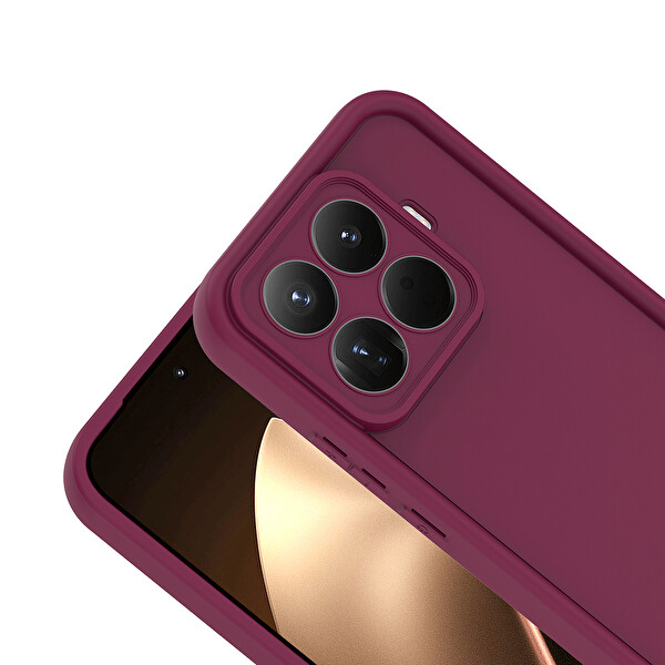 Başkenttekno Xiaomi 15T Pro Uyumlu Kılıf Kamera Korumalı Ananas Kapak Mürdüm
