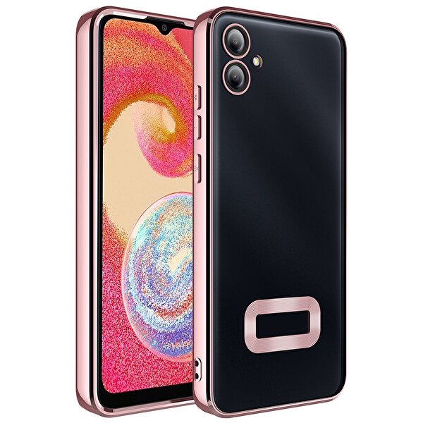Başkenttekno Samsung Galaxy A07 Kılıf Logo Gösteren Parlak Kenarlı Kamera Lens Korumalı Şeffaf Omega Silikon Kapak