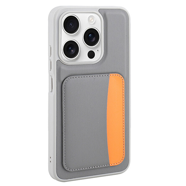 Başkenttekno Xiaomi Redmi 15C Uyumlu Kartlıklı Süni Deri X Kart Cüzdan Silikon Kapak Koyu Gri 