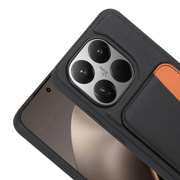 Başkenttekno Xiaomi 15T Uyumlu Kartlıklı Süni Deri X-Kart Cüzdan Silikon Kapak Siyah