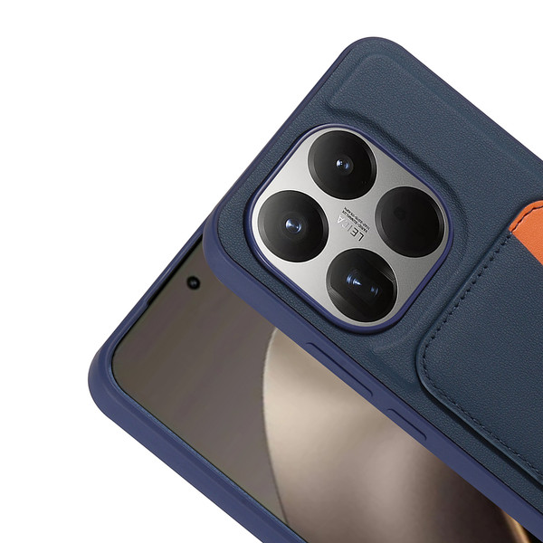 Başkenttekno Xiaomi 15T Uyumlu Kartlıklı Süni Deri X-Kart Cüzdan Silikon Kapak Lacivert