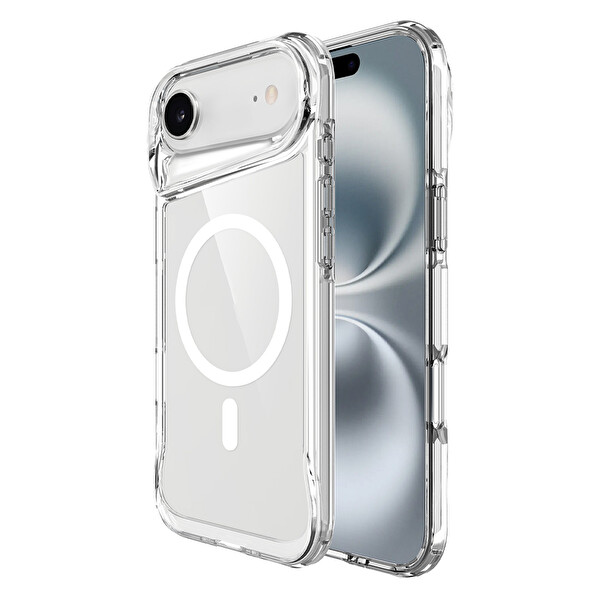 Başkenttekno iPhone 17 Air Uyumlu Kablosuz Şarj Özellikli Darbe Emici T-Max M-safe Kapak Şeffaf