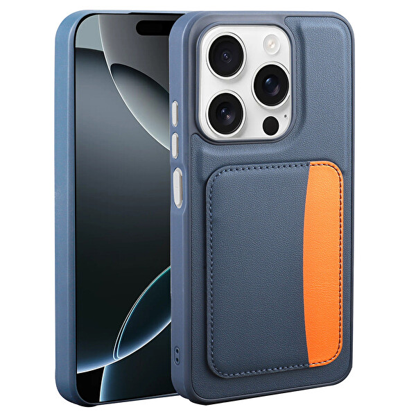 Başkenttekno Xiaomi Redmi 15C Uyumlu Kartlıklı Süni Deri X-Kart Cüzdan Silikon Kapak Lacivert
