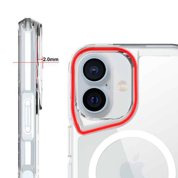 Başkenttekno iPhone 17 Uyumlu Kablosuz Şarj Özellikli Darbe Emici T-Max M-safe Kapak Şeffaf