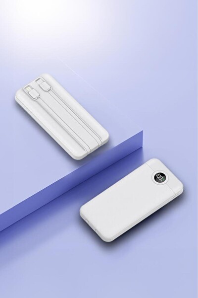 Başkenttekno TRM-1015 10000 MAH 2 Çıkışlı 22.5W Dijital Hızlı Şarj Göstergeli Powerbank-Beyaz